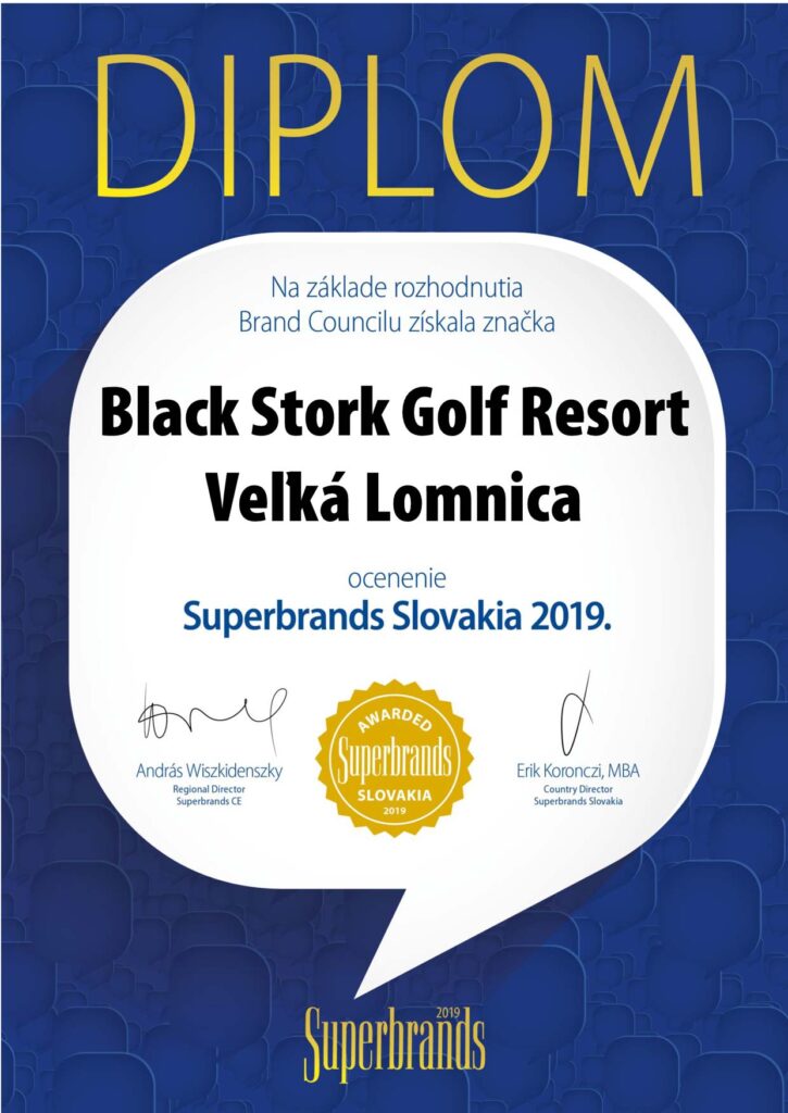 Superbrands award 2019 black stork golf resort velka lomnica vysoke tatry