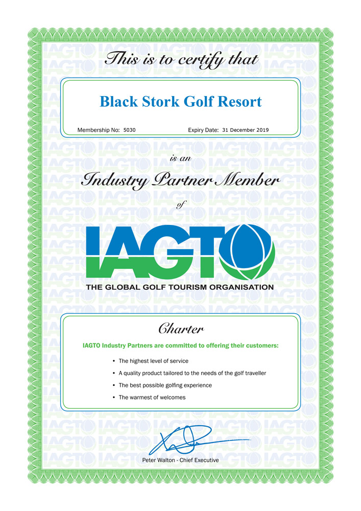certifikat iagto black stork golf resort hotel international velka lomnica vysoke tatry
